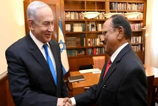 Etv BharatNSA Doval Calls On Israeli PM : અજીત ડોભાલ ઈઝરાયેલના વડા પ્રધાન બેન્જામિન નેતન્યાહુને મળ્યાં, ગાઝાને સહાયનો મુદ્દા ઉકેલવા ચર્ચા કરી
