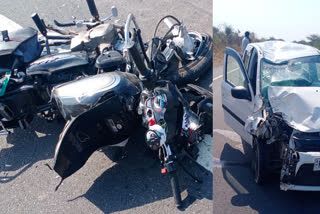 Uncontrolled car hit bike in Deedwana