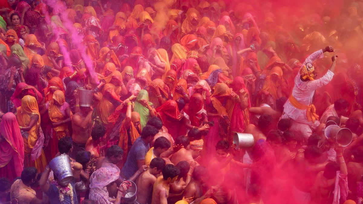 holi festival of colours mathura india