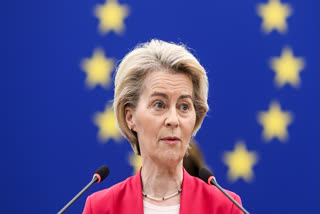 European Commission president Ursula von der Leyen addresses European Parliament members on new plans to ramp up defense spending agreed at last week's summit, Tuesday, March 11, 2025 at the European Parliament in Strasbourg, eastern France.