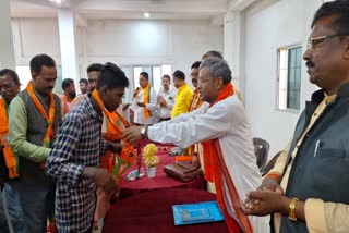 Jharkhand BJP State President Babulal Marandi meeting with party workers in Pakur