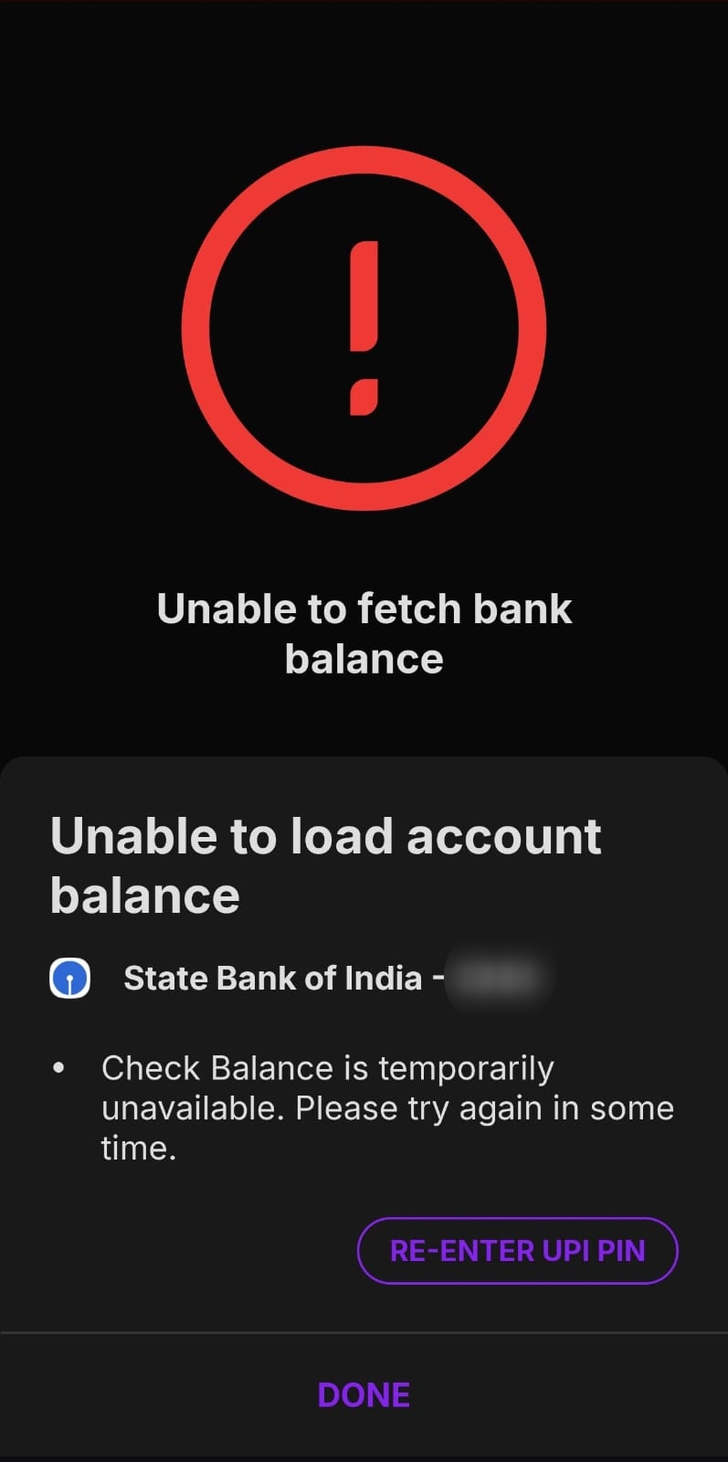 UPI Services Down