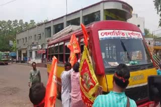 BJP HOISTS SAFFRON FLAGS