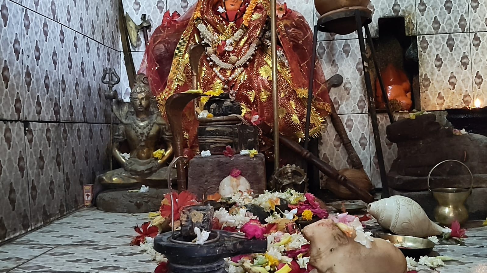 Hanuman statue made of cow dung remains