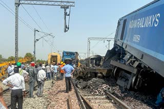 Restoration work underway after two goods trains collide near Madhopur in Sirhind, Punjab