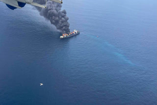 Firefighting Efforts Intensify Aboard Singapore Vessel After Explosion Off Kerala Coast