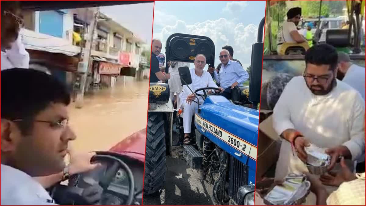 leaders visit flood affected areas in Haryana