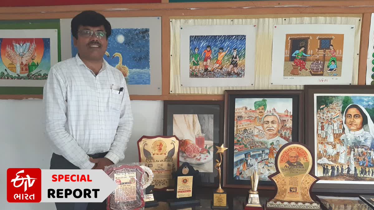 teacher-from-bhavnagar-painted-numerous-pictures-on-the-walls-of-the-school