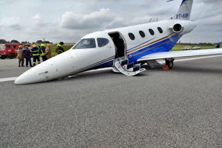 karnataka aircraft  hal airport  aircraft emergency landing at hal airport  Fly By Wire Premier 1A aircraft  ഫ്ലൈ ബൈ വയർ പ്രീമിയർ 1 എ  എച്ച്എഎൽ  വിമാനം അടിയന്തരമായി താഴെയിറക്കി  സാങ്കേതിക തകരാർ  വിമാനം  വിമാനം താഴെയിറക്കി  aircraft safely landed