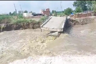 Due to the rapid flow of water in Ludhiana, the bridge connecting the villages was broken