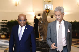 Maldivian Foreign Minister Abdulla Shahid and S Jaishankar