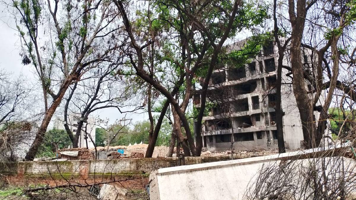 અમદાવાદમાં પ્લેન ક્રેશ સ્થળની તસવીર