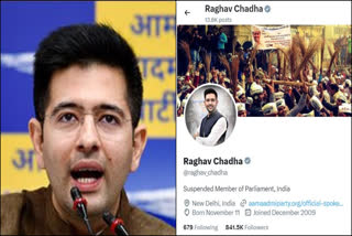 Raghav Chadha changes X bio  Raghav Chadha  Suspended Member of Parliament  Raghav Chadha Suspention  എക്‌സിൽ ബയോ മാറ്റി  എഎപി നേതാവ് രാഘവ് ഛദ്ദ  രാഘവ് ഛദ്ദ സസ്‌പെൻഷൻ  രാഘവ് ഛദ്ദ എക്‌സ്  എഎപി  സസ്‌പെൻഡ് ചെയ്യപ്പെട്ട പാർലമെന്‍റ് അംഗം