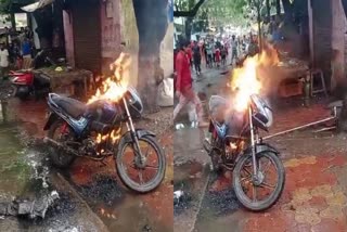 BURHANPUR BIKE CAUGHT FIRE