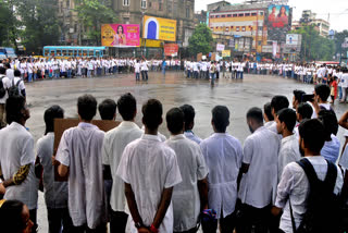 Protesting doctors of Nil Ratan Sircar Medical College & Hospital in Kolkata.