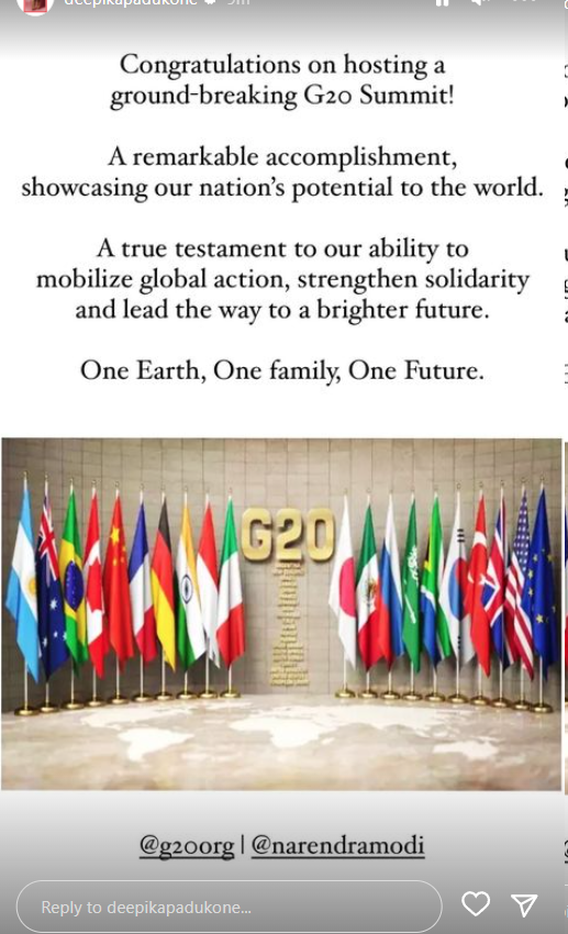 'A remarkable accomplishment' Deepika Padukone congratulates on hosting G20 Summit