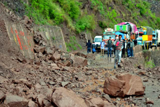 landslide hits truck on Jammu Srinagar highway