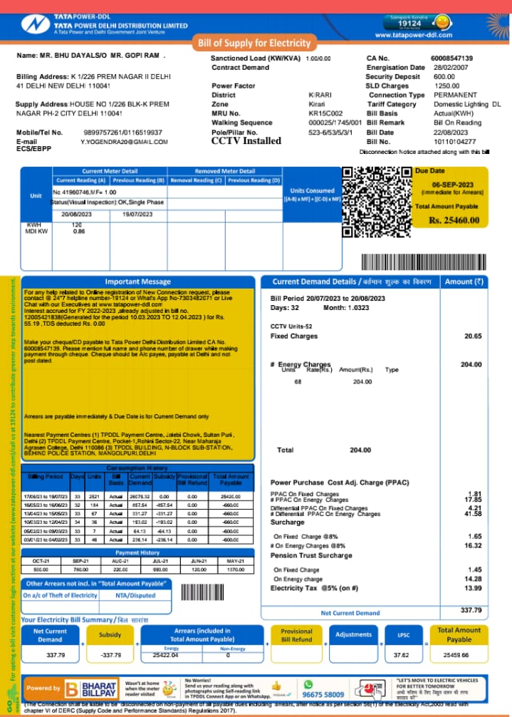 25000 से ज्यादा का बिजली बिल आया