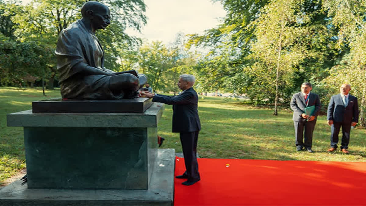 EAM Jaishankar Arrives In Geneva, Pays Homage To Mahatma Gandhi