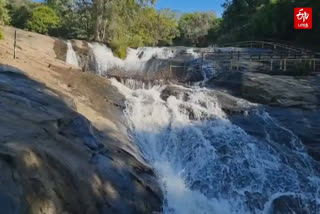 Flooding at Kumbakarai Falls is a ban for tourists