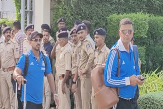 The Indian cricket team led by skipper Rohit Sharma arrived in the city for the marquee clash against arch-rivals Pakistan on October 14.
