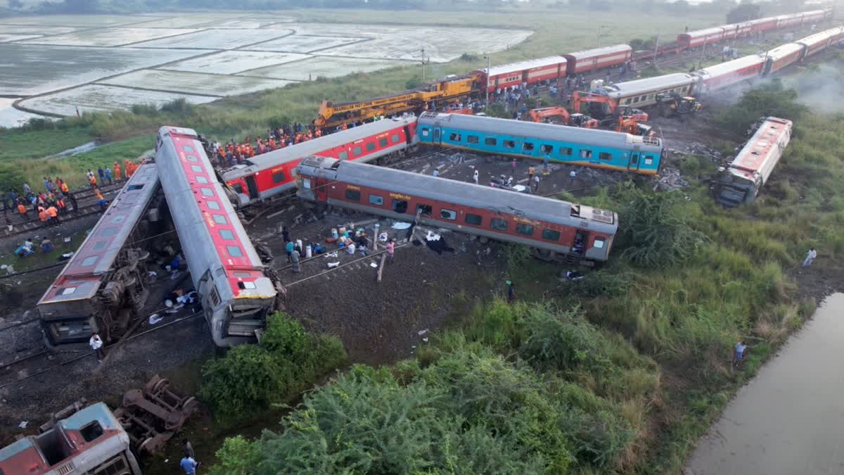 The accident site where Bagmati Express collided with a goods trains near Chennai