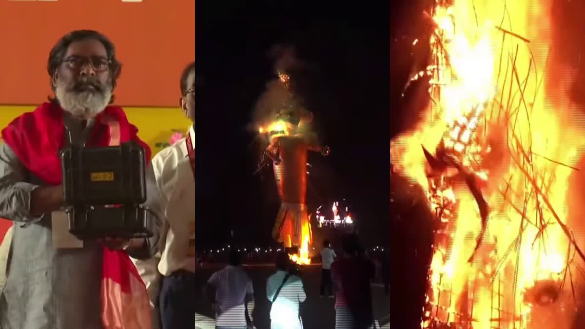 Ravan effigy burnt on occasion of Dussehra in Ranchi