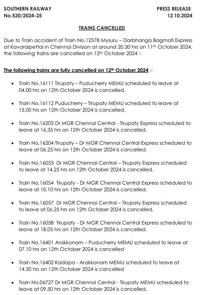 Trains Cancelled