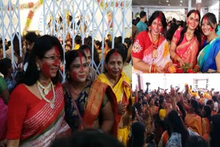 sindoor-khela-on-durga-puja-of-vijayadashami-in-ranchi