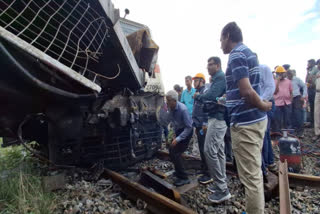 NIA officials at the accident site where Bagmati Express collided with a goods trains near Chennai