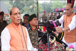 Defence Minister Rajnath Singh addressed the gathering and performed Shastra Puja