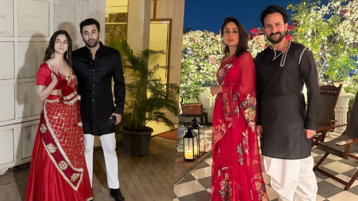 Alia Bhatt arrives in red with Ranbir Kapoor for Kareena Kapoor Khan's Diwali bash