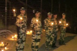 BSF soldiers celebrated Diwali by lighting lamps on the international border too