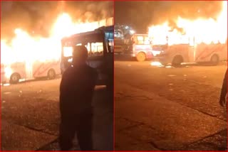 bus burnt in Hamirpur Bus Stand