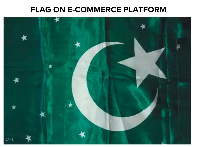 A similar flag, as seen in the viral image, was available for sale on an e-commerce platform, where it was identified as an Islamic flag.