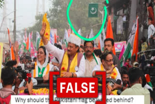 Screenshots of social media claims alleging a Pakistani flag was seen at Nawab Malik's campaign roadshow in Shivaji Nagar. (Source: X, modified by Logically Facts)