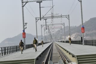 Security Forces Conduct Mock Drill at World’s Highest Railway Bridge situated between Bakkal and Kauri in the Reasi district of Jammu and Kashmir