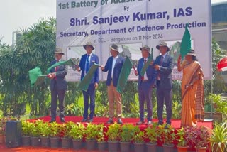 Officials  “flagged off” the Akash system battery in Bengaluru, BEL.