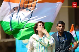 Priyanka Gandhi during a roadshow in Wayanad