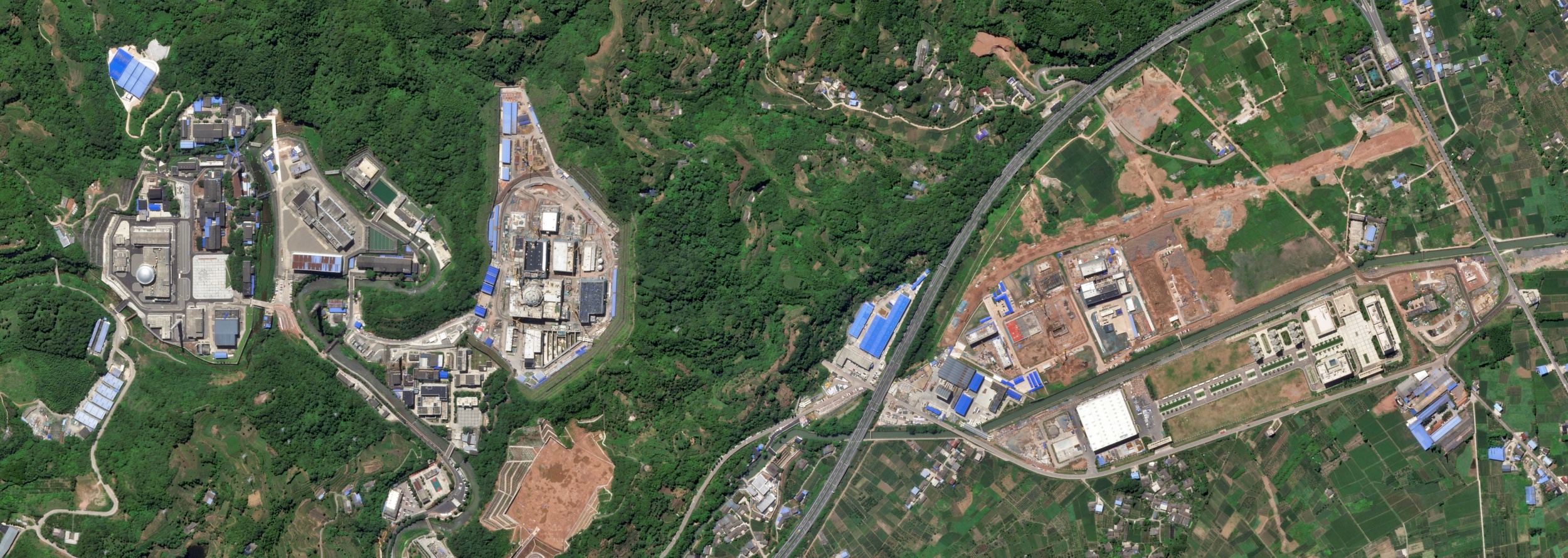 This satellite image from Planet Labs PBC shows the Nuclear Power Institute of China's Site No. 1, also known as Base 909, in Mucheng Township, Sichuan Province, China, July 5, 2023.