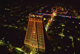 Srirangam Temple Decorated With Colored Lights