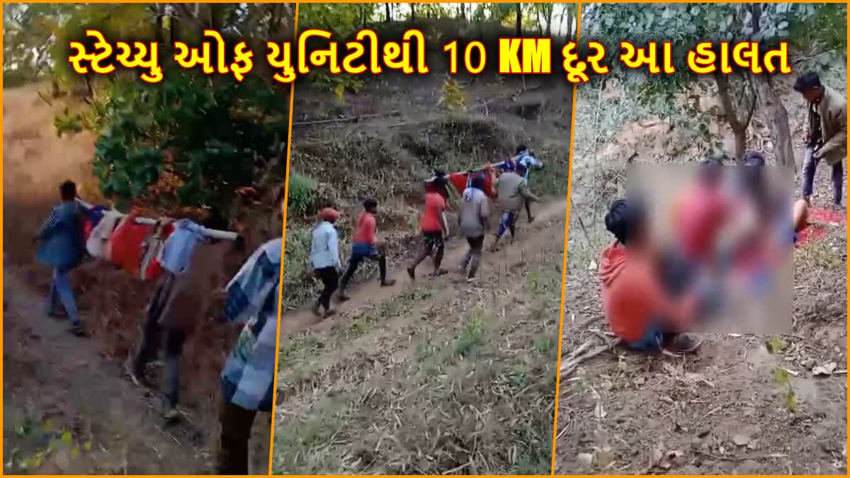 ગરુડેશ્વરમાં ઝોળીમાં લઈ જવાતી પ્રસુતા