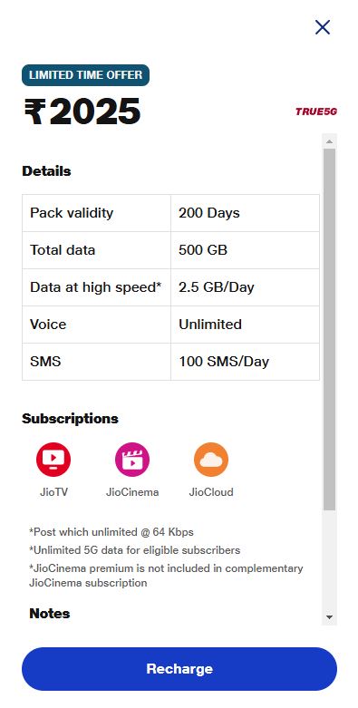 Jio launched New Year Welcome Plan