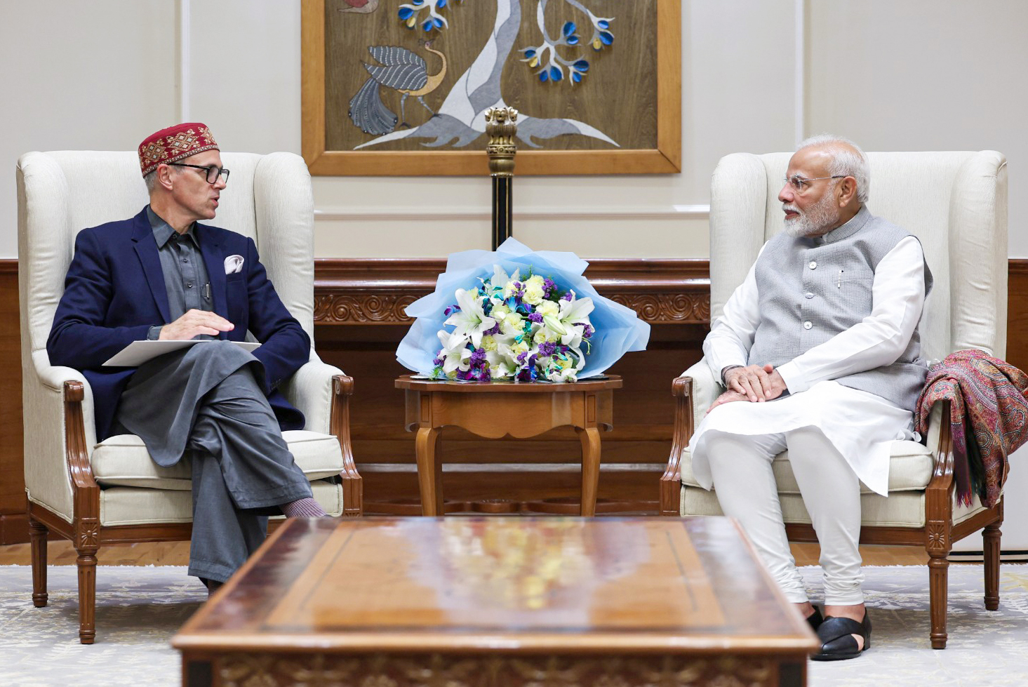 Jammu and Kashmir Chief Minister Omar Abdullah meets Prime Minister Narendra Modi, in New Delhi