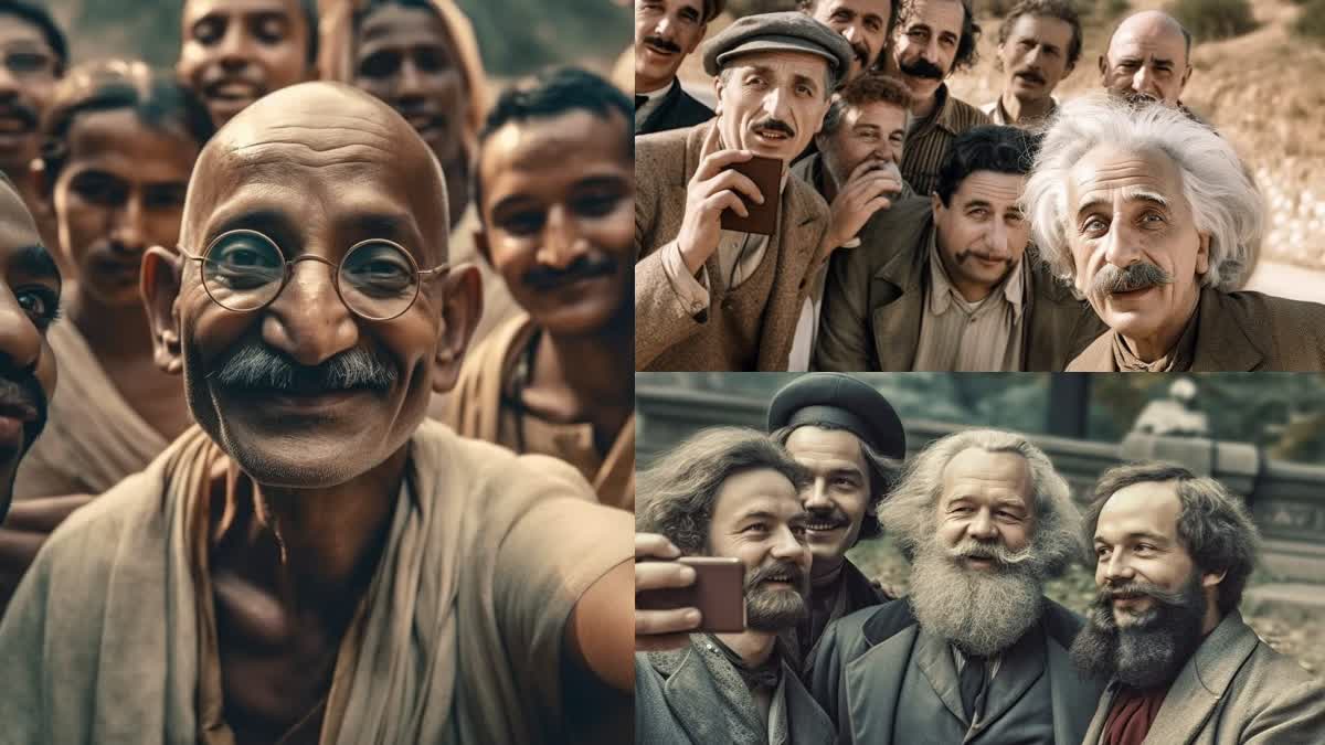 Historical personalities Selfies  Selfies with the help of Artificial Intelligence  Historical personalities Selfies with help of AI  Jyo John Mulloor  famous personalities  Gandhi  Einstein  Karl Marx  Artificial Intelligence  മൊബൈല്‍ ഫോണും സെല്‍ഫിയുമില്ലാത്ത കാലത്ത്  ചരിത്ര പുരുഷന്മാര്‍  നിര്‍മിതി ബിദ്ധിയുടെ സഹായത്തോടെ  ജ്യോ ജോണ്‍ മുള്ളൂര്‍  ഗാന്ധിജിക്കും നെഹ്റുവിനും നടക്കാതെ പോയ സെൽഫി  ഗാന്ധി  നെഹ്റു  സെൽഫി  പ്രമുഖര്‍ സെല്‍ഫിയെടുക്കുകയാണെങ്കില്‍  സുഭാഷ് ചന്ദ്രബോസ്  കാറല്‍ മാര്‍ക്‌സ്