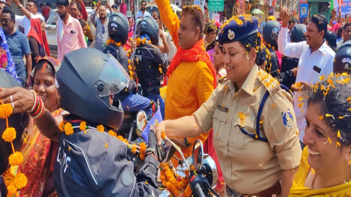 CRPF women bikers reach Chhattisgarh on Bullets to attend 84th Foundation Day celebration of CRPF