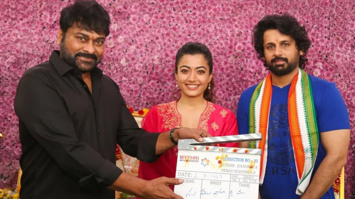 Rashmika Mandanna's film with Nithin launched, Chiranjeevi gives first clap