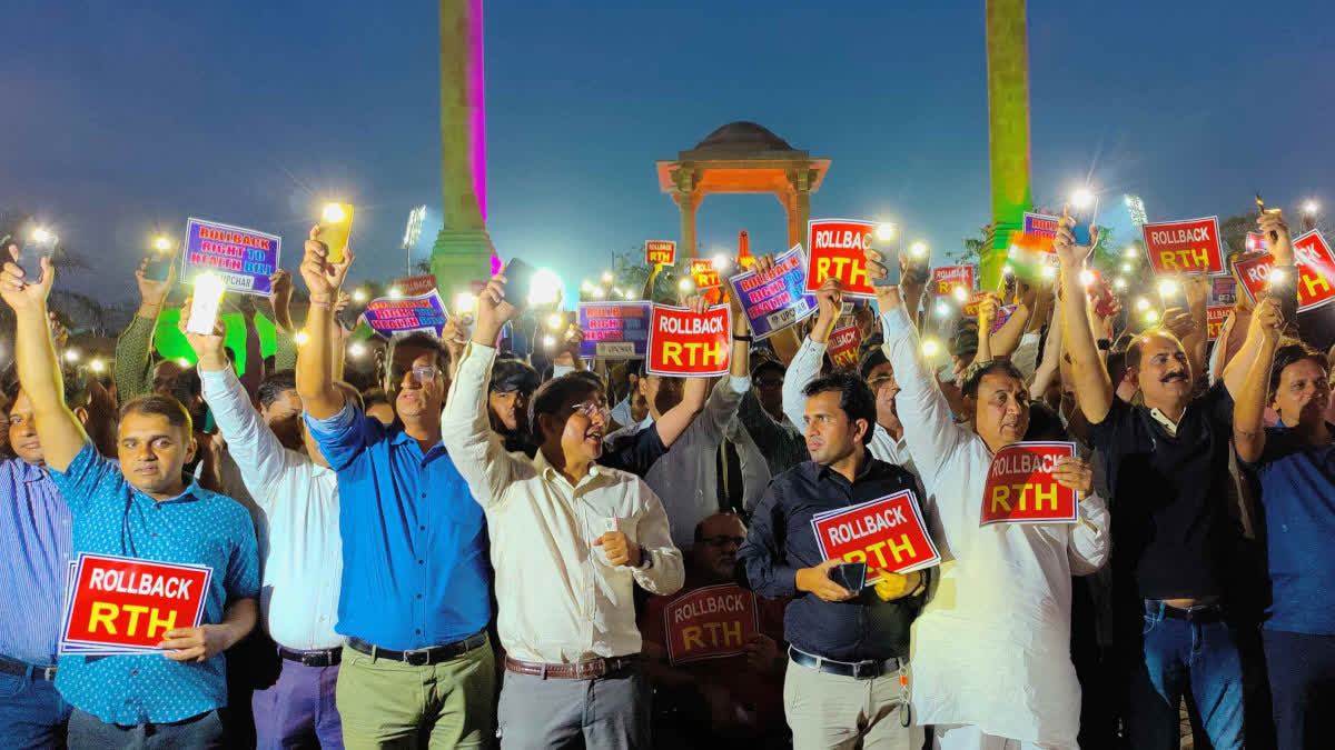 Protest against Right to health bill by private doctors in Jaipur