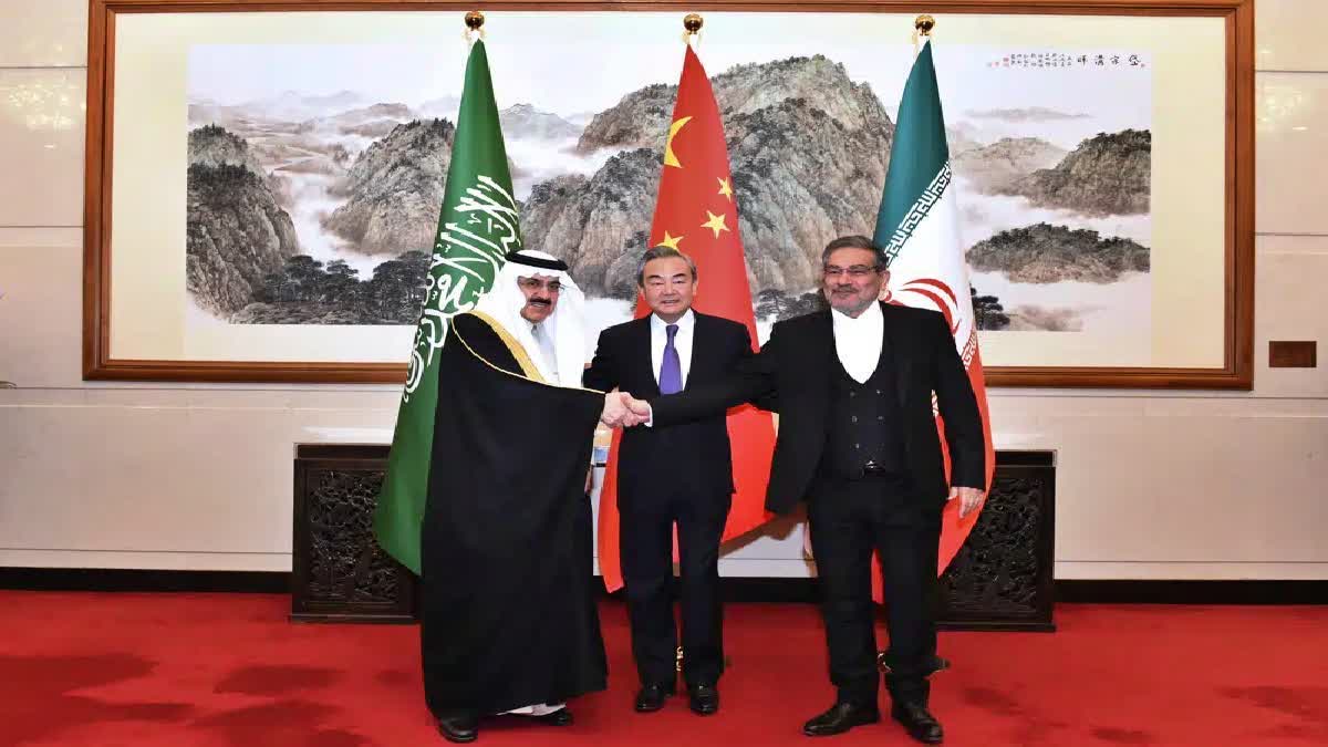 Is it hope or confusion in Saudi Iran pact  Saudi Iran pact  new axis forming in between Saudi Arabia and Iran  Saudi Arabia and Iran  is the West after falling for China  ചൈനയ്‌ക്കും റഷ്യയ്‌ക്കും പിന്നില്‍  സൗദിയും ഇറാനും  പുതിയ പശ്ചിമേഷ്യന്‍ അച്ചുതണ്ടില്‍ പ്രതീക്ഷയോ  ചൈനയ്‌ക്കും റഷ്യയ്‌ക്കുമൊപ്പം  സൗദി അറേബ്യ  ഇറാന്‍  പശ്ചിമേഷ്യ  ഇടിവി ഭാരത്  സൗദി  ഇന്ത്യ