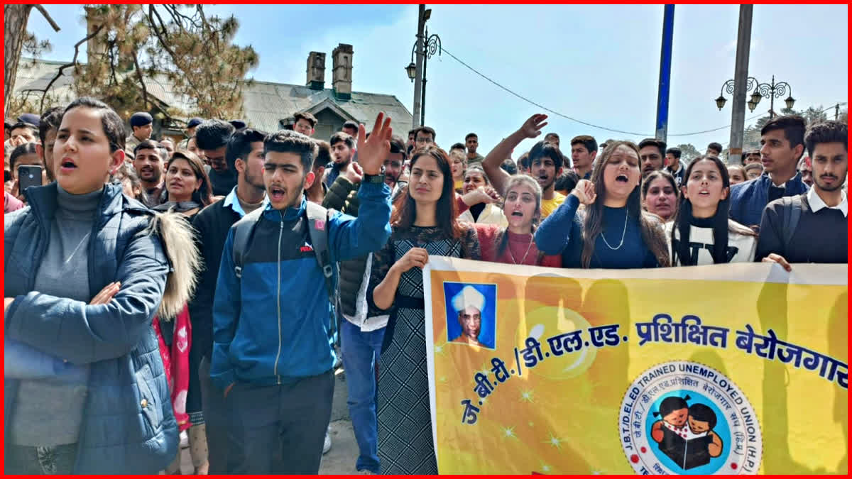 JBT Unemployed Union Protest in Shimla.